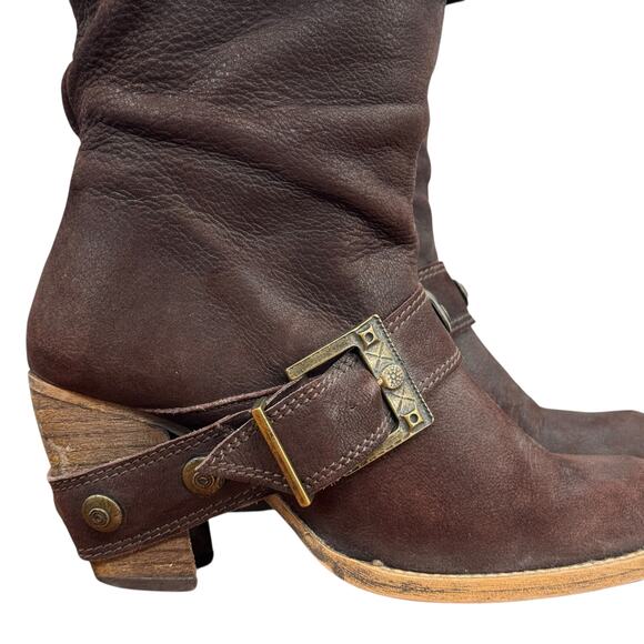 Rosemetal Slouchy Western Harness Boot 36.5 Women's Tall Brown Cowgirl Steampunk - Picture 2 of 16